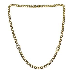 Vintage Givenchy -Gold Crystal Logo Link Chain Necklace 24”